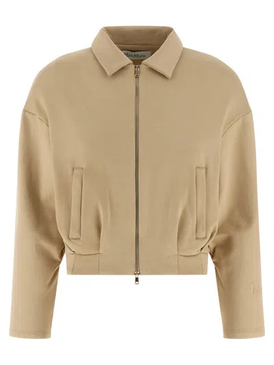 Max Mara Collared Sweatshirt With Front Pockets And Long Sleeves In Brown
