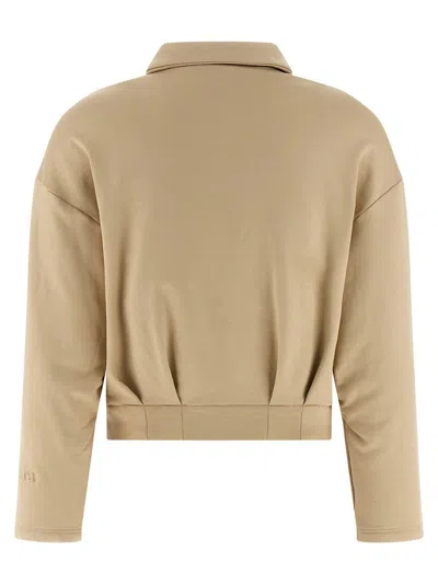 Max Mara Collared Sweatshirt With Front Pockets And Long Sleeves In Brown