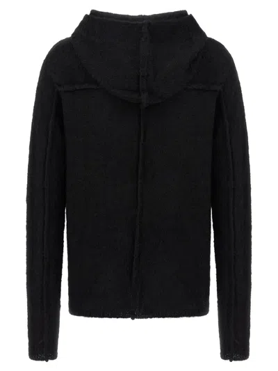 Thom Krom Alpaca Blend Hooded Sweater With Long Cuffed Sleeves In Black