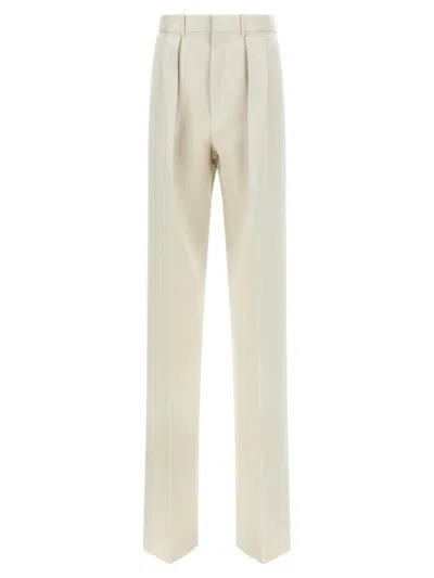 Tom Ford Pleated Front Straight Leg Trousers With Pockets In White