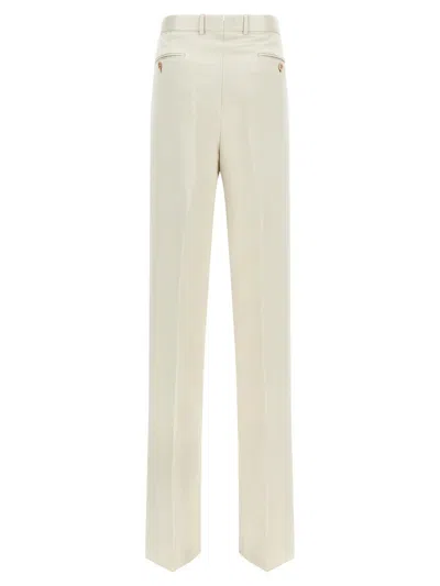 Tom Ford Pleated Front Straight Leg Trousers With Pockets In White