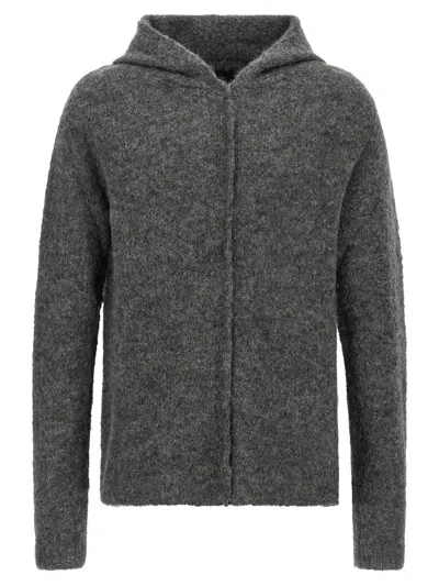 Thom Krom Textured Grey Alpaca Blend Hooded Sweater In Gray