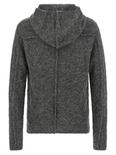 Thom Krom Textured Grey Alpaca Blend Hooded Sweater In Gray