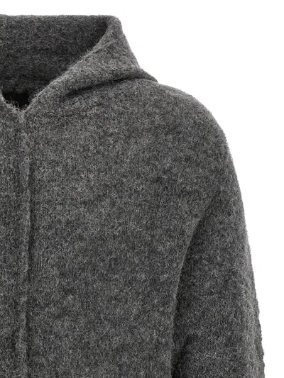 Thom Krom Textured Grey Alpaca Blend Hooded Sweater In Gray