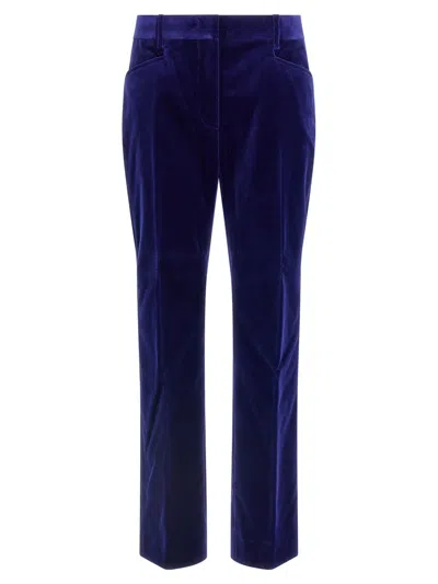 Tom Ford Luxe Velvet Trousers With Pockets And Loops In Blue