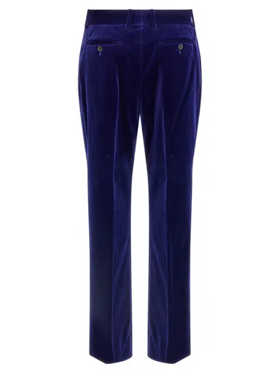 Tom Ford Luxe Velvet Trousers With Pockets And Loops In Blue