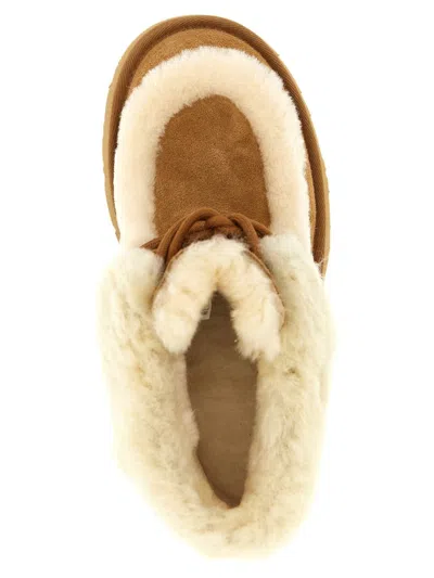 Ugg Platform Boots In Suede With Shearling Beige In Brown