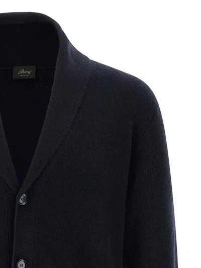 Brioni Ribbed And Braid Cardigan Sweaters And Cardigans Blue In Blue