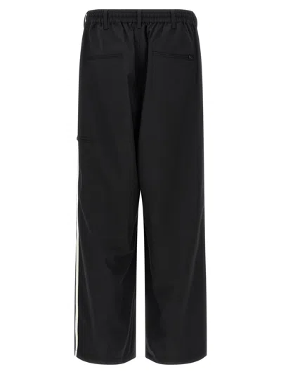 Y-3 Adidas Black Baggy Pants With Side Bands  In Black