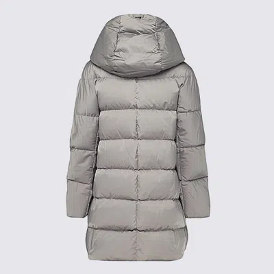 Herno Long Quilted Down Jacket Hood In Gray