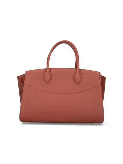 Ferragamo Structured Shoulder Bag Detachable Strap In Brown