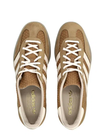 Adidas Originals Gazelle Indoor Nubuck And Leather-trimmed Jacquard Sneakers In Brown
