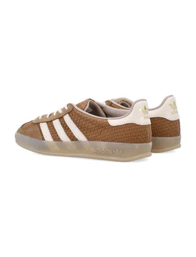 Adidas Originals Gazelle Indoor Nubuck And Leather-trimmed Jacquard Sneakers In Brown