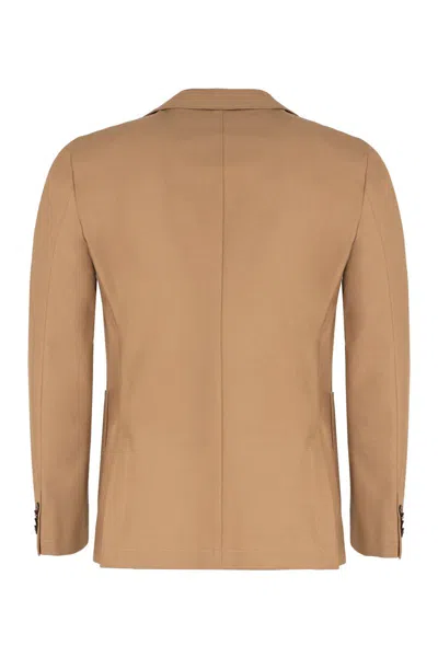 Hugo Boss Slim-fit Jacket In Performance-stretch Jersey In Brown