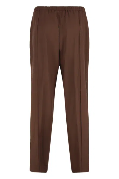 Fabiana Filippi Elastic-waist Side-seam Trousers In Brown