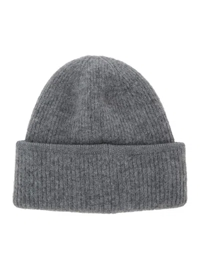 Jacquemus Grey Le Bonnet Gros Grain With Logo Patch On The Brim In Cashmere And Wool Woman In Gray