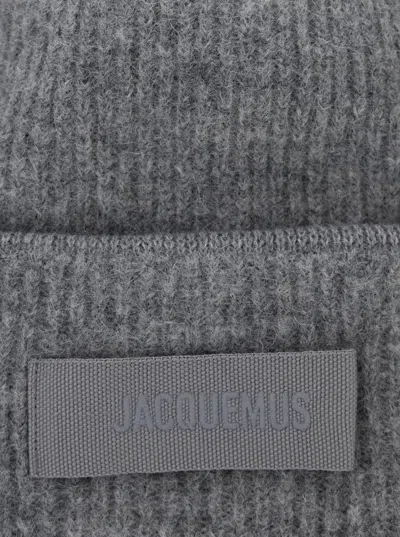 Jacquemus Grey Le Bonnet Gros Grain With Logo Patch On The Brim In Cashmere And Wool Woman In Gray