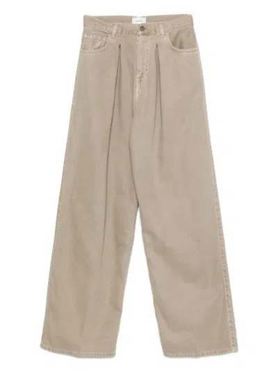 Haikure Soft Pleated High Waist Trousers In Neutral