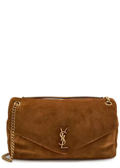 Saint Laurent Calypso Large Padded Suede Shoulder Bag In Brown