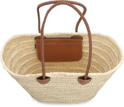 Miu Miu Braided Handle Shopping Tote In Brown