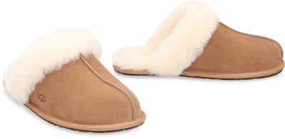 Ugg Scuff Sis Sheepskin-trim Slippers In Brown
