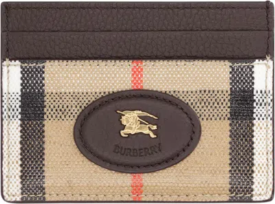 Burberry Textured Finish Cardholder Featuring Contrast Stitching In Brown