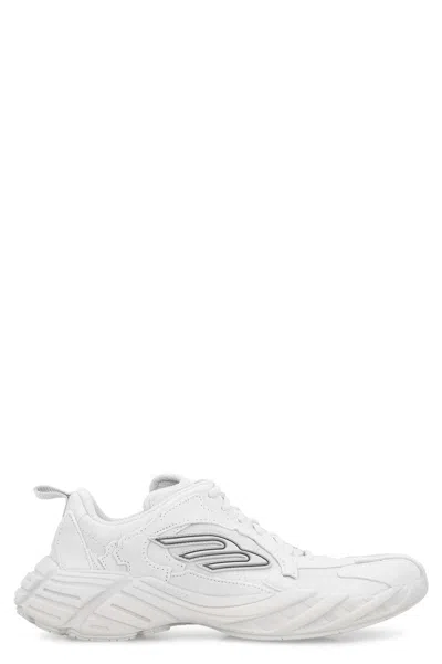 Balenciaga Monday Rubber-trimmed Leather Sneakers In Gray