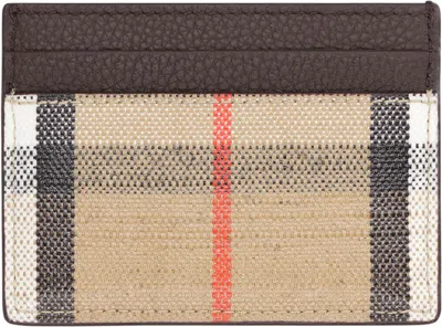 Burberry Textured Finish Cardholder Featuring Contrast Stitching In Brown