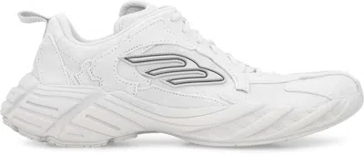 Balenciaga Monday Rubber-trimmed Leather Sneakers In Gray