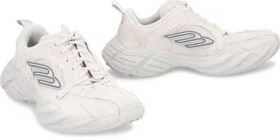 Balenciaga Monday Rubber-trimmed Leather Sneakers In Gray