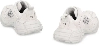 Balenciaga Monday Rubber-trimmed Leather Sneakers In Gray