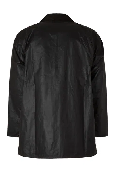 Barbour Badale Waxed-cotton Corduroy-collar Jacket In Black