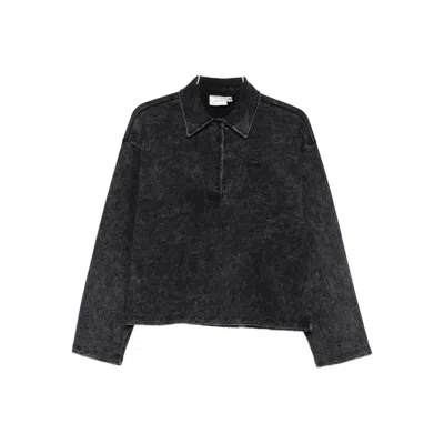 Gestuz Gzneia Washed-effect Polo Top In Black