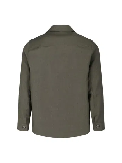 Cruna Structured Wool Shirt Jacket With Classic Collar And Chest Pockets In Green