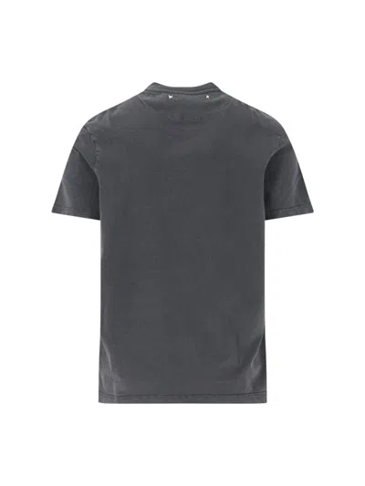 Golden Goose Grey Washed-out T-shirt With Logo Men In Gray