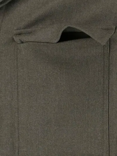 Cruna Structured Wool Shirt Jacket With Classic Collar And Chest Pockets In Green