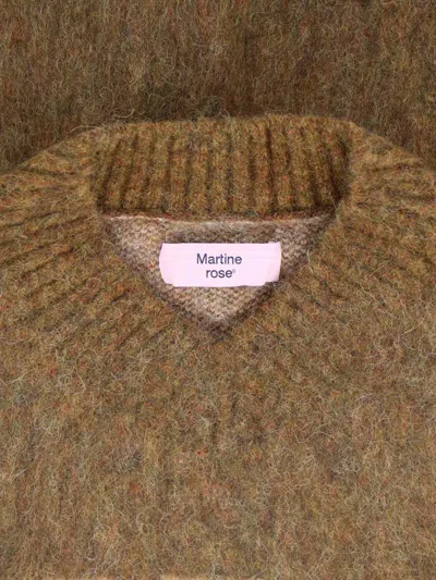 Martine Rose Mohair Sweater With V-neck And Bold Logo In Brown