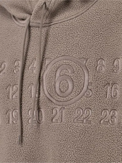 Mm6 Maison Margiela Teddy Fabric Hoodie With Embroidered Mm6 Logo In Brown