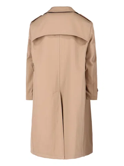 Tagliatore Double-breasted Beige Cotton Trench Coat With Adjustable Belt In Multi