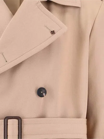 Tagliatore Double-breasted Beige Cotton Trench Coat With Adjustable Belt In Multi