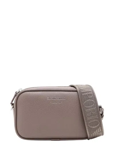 Emporio Armani Taupe Logo Crossbody Bag In Brown