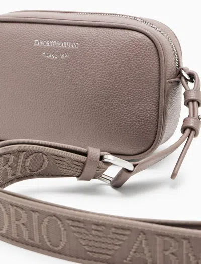 Emporio Armani Taupe Logo Crossbody Bag In Brown