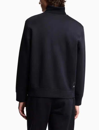 Emporio Armani Travel Essentials Full-zip Sweatshirt In Double Jersey In Blue