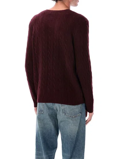 Polo Ralph Lauren Wool And Cashmere Cable Knit Sweater In Burgundy