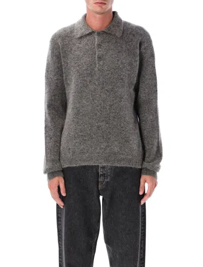 Sunflower Collared Wool Sweater With Ribbed Cuffs And Hem In Gray