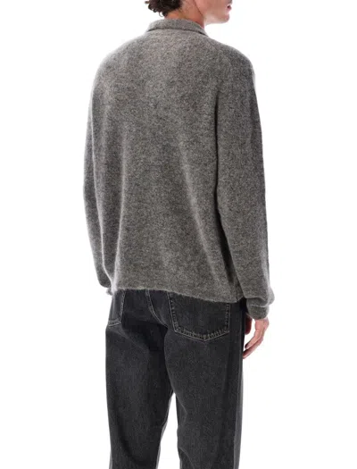 Sunflower Collared Wool Sweater With Ribbed Cuffs And Hem In Gray