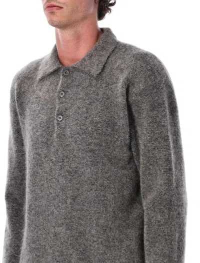 Sunflower Collared Wool Sweater With Ribbed Cuffs And Hem In Gray