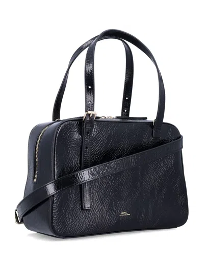 Apc Virginie Black Shoulder Bag With Removable Shoulder Strap And Front Logo In Leather Woman In Black