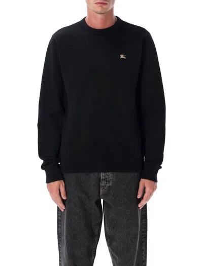 Burberry Cotton Sweatshirt With Logo Embroidery In Black
