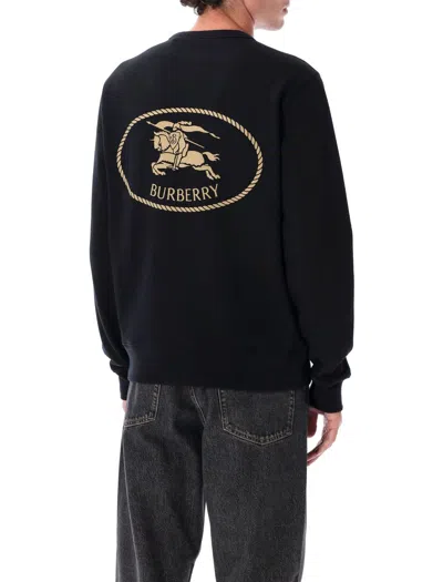 Burberry Cotton Sweatshirt With Logo Embroidery In Black